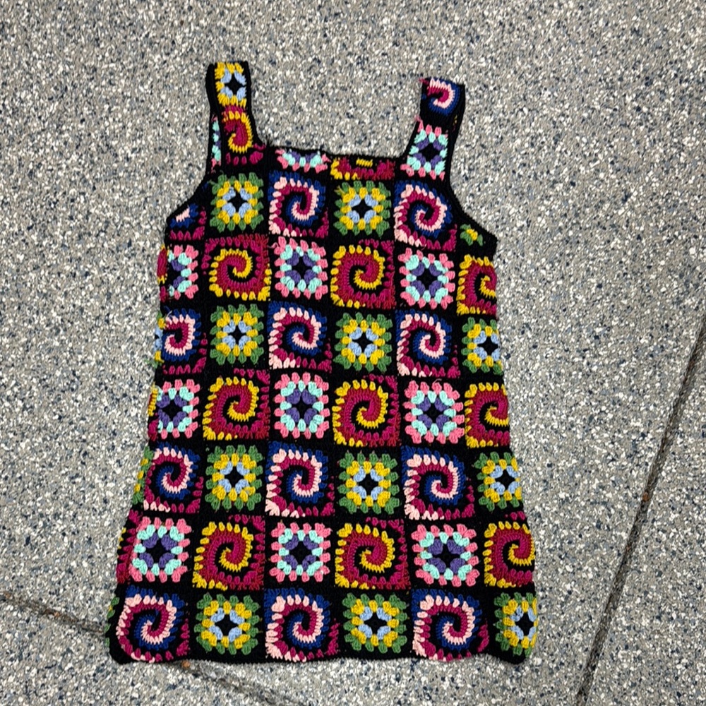 STAUD Multicolor Crochet Mini Dress